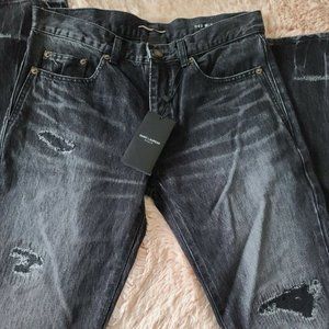 Saint Laurent Repaired Distressed Jeans